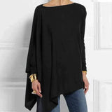 Women's Top | Asymmetrical Hem Long Sleeve Loose Fit