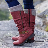 Women's Waterproof Boots | Mid-Calf Buckle Strap Zipper Closure