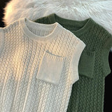 Men's Sweater Vest | Cable Knit Crew Neck Relaxed Fit