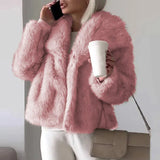 Women's Faux Fur Jacket | Cropped Open Front Pockets