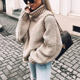 Women's Chunky Turtleneck Sweater | Oversized Knit Turtleneck Ribbed