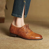 Women's Oxford Shoe | Leather Cap Toe Lace-Up Flat