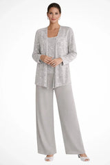 Women's Sequin Pantsuit | Long Sleeve Open Front Wide Leg