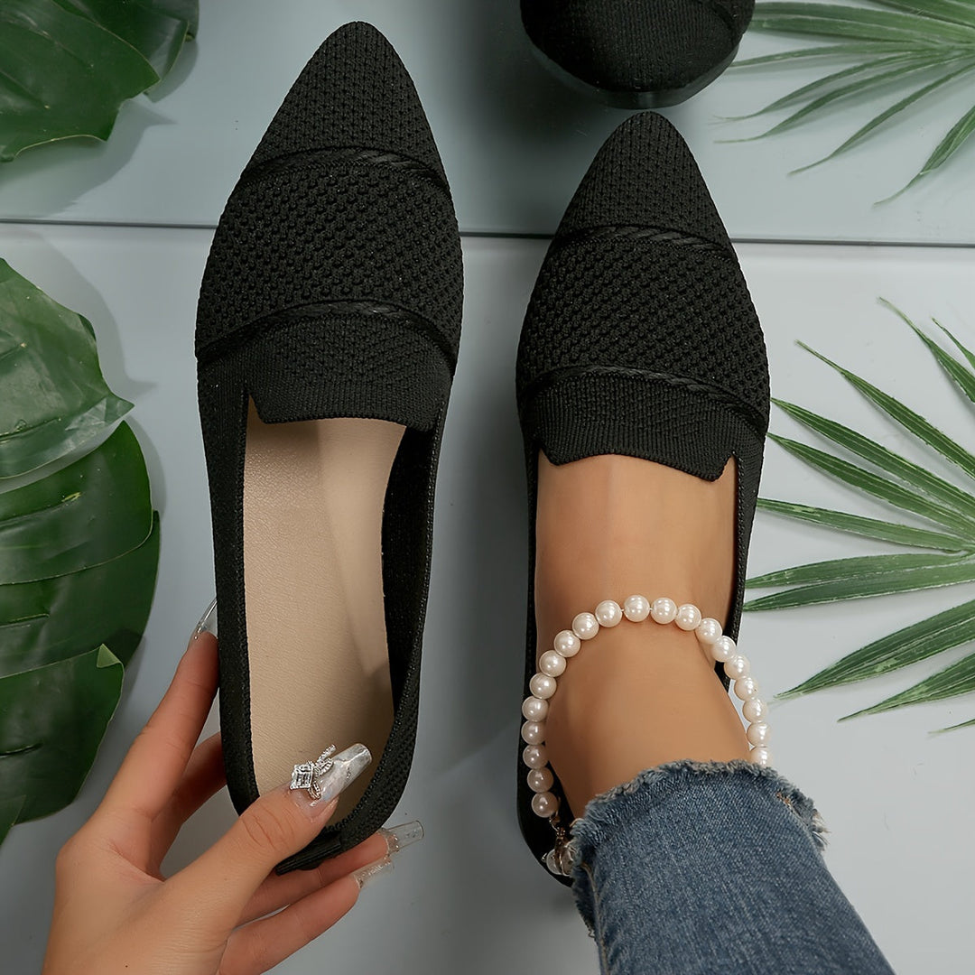 Women's Ballet Flats | Pointed Toe Knit Slip-On Flat Sole