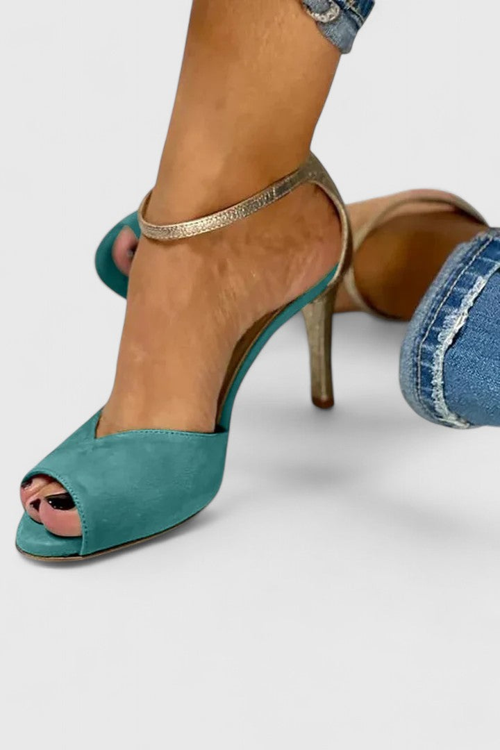 Women's Heels | Peep Toe Ankle Strap Suede Stiletto
