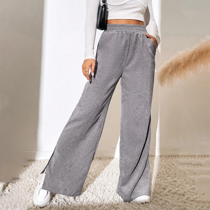 Women's Pj Pants | Wide Leg Elastic Waist Ribbed Knit