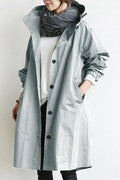 Women's Trench Coat | Hooded Button Closure Long