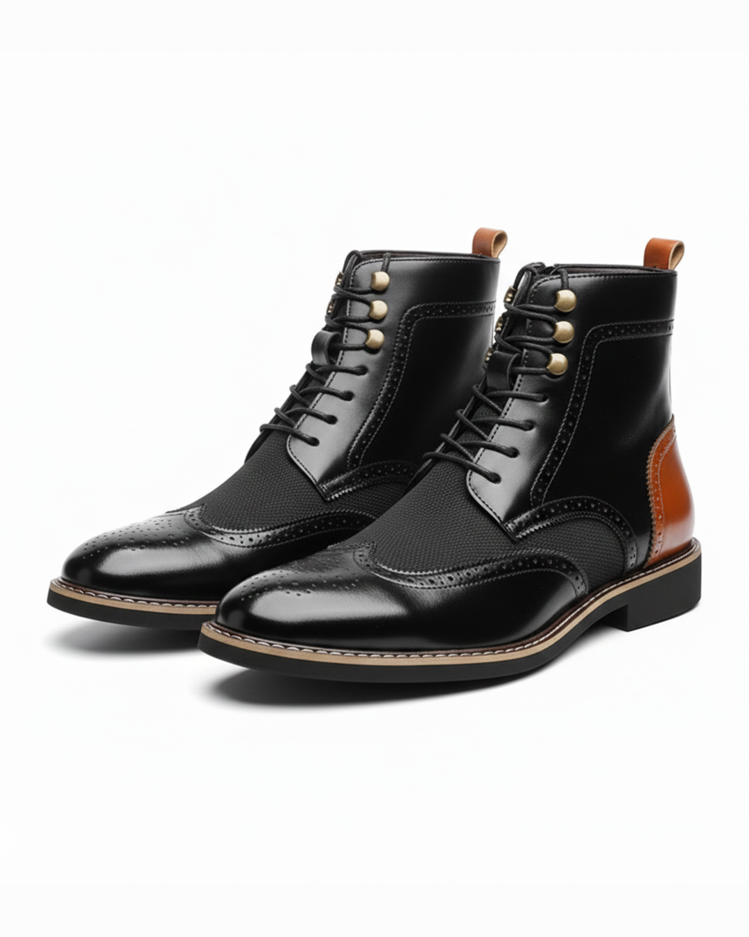 Men's Boots | Wingtip Brogue Lace-Up Leather