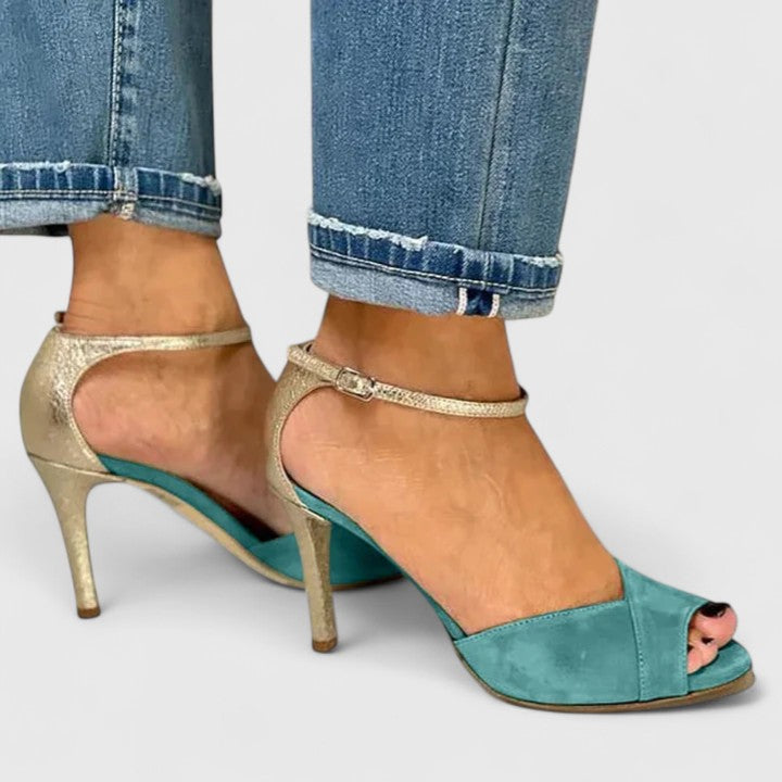 Women's Heels | Peep Toe Ankle Strap Suede Stiletto