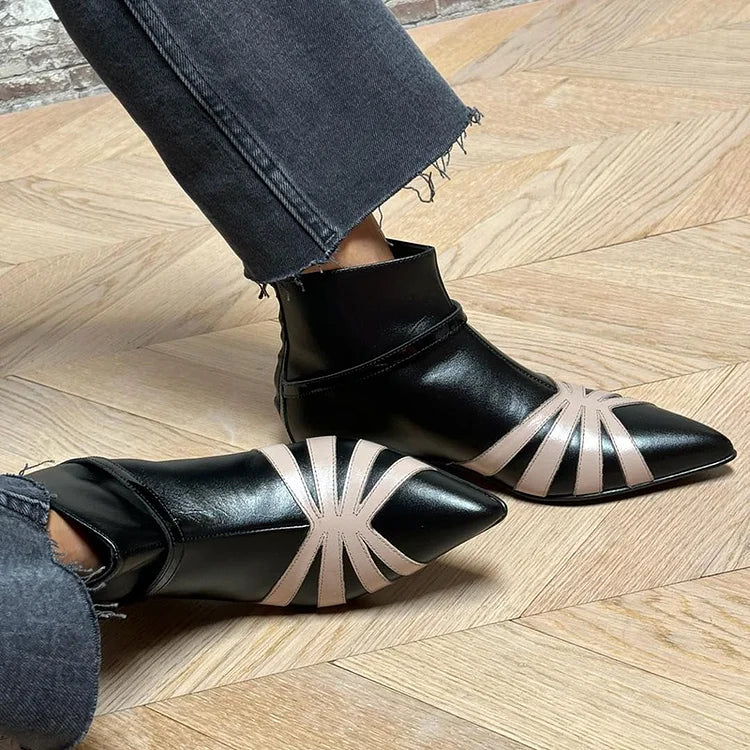 Women's Ankle Boots | Pointed Toe Geometric Buckle Strap