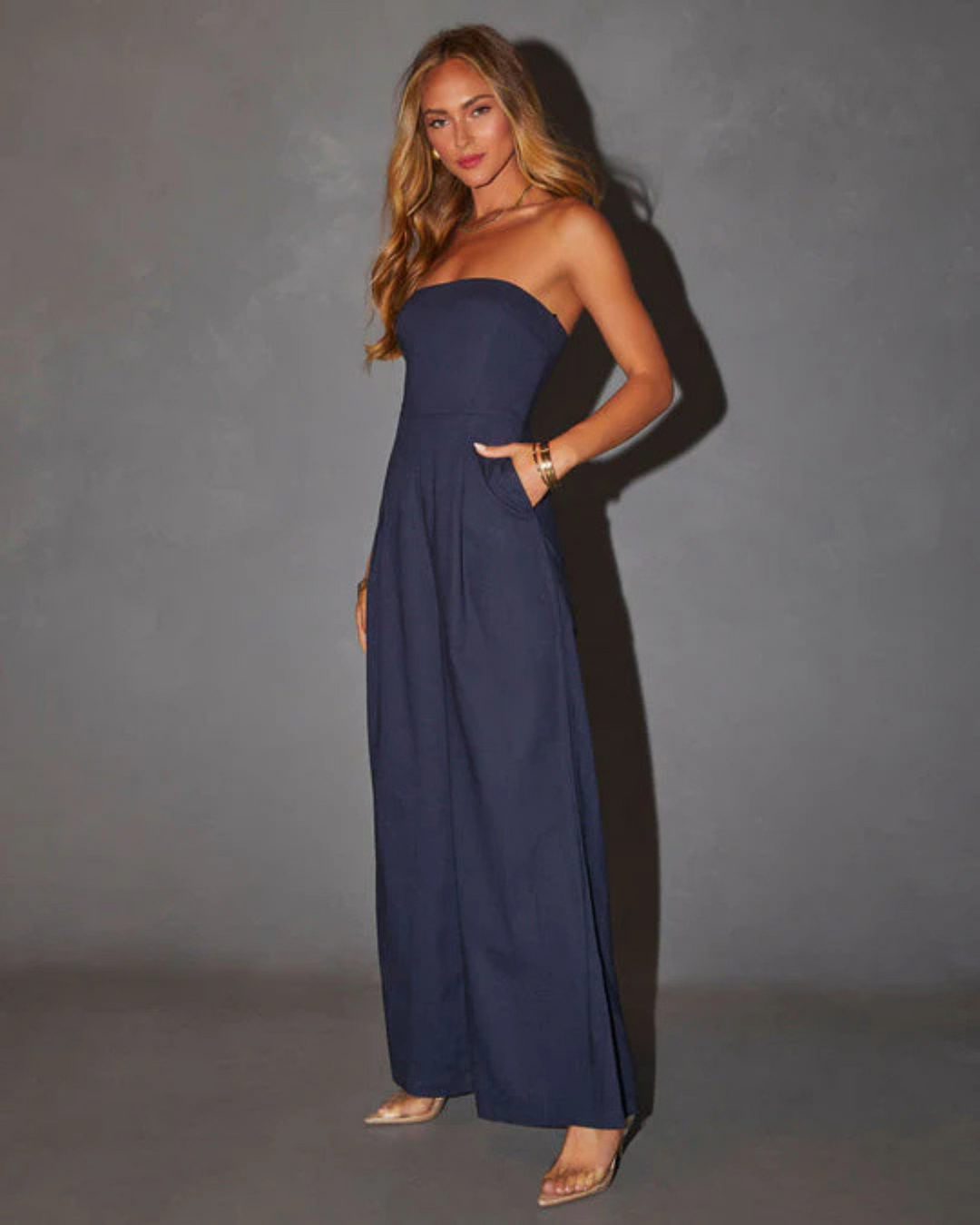 Women's Bodysuit | Strapless Wide Leg Pocket Woven