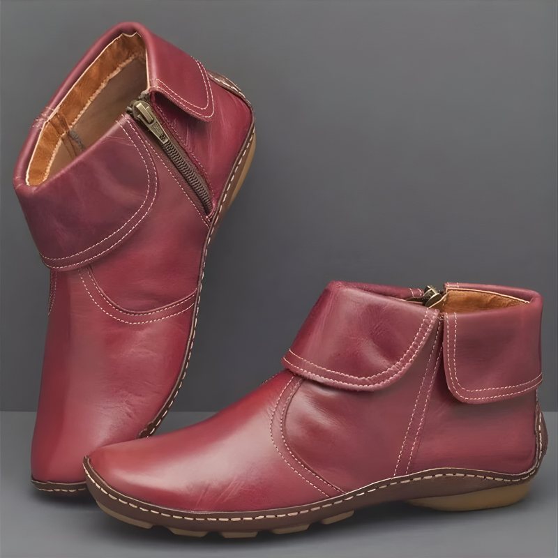 Women's Waterproof Boots | Ankle Length Foldover Cuff Zip Closure Leather