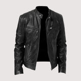 Women's Leather Jacket | Collared Zip Closure Long Sleeve