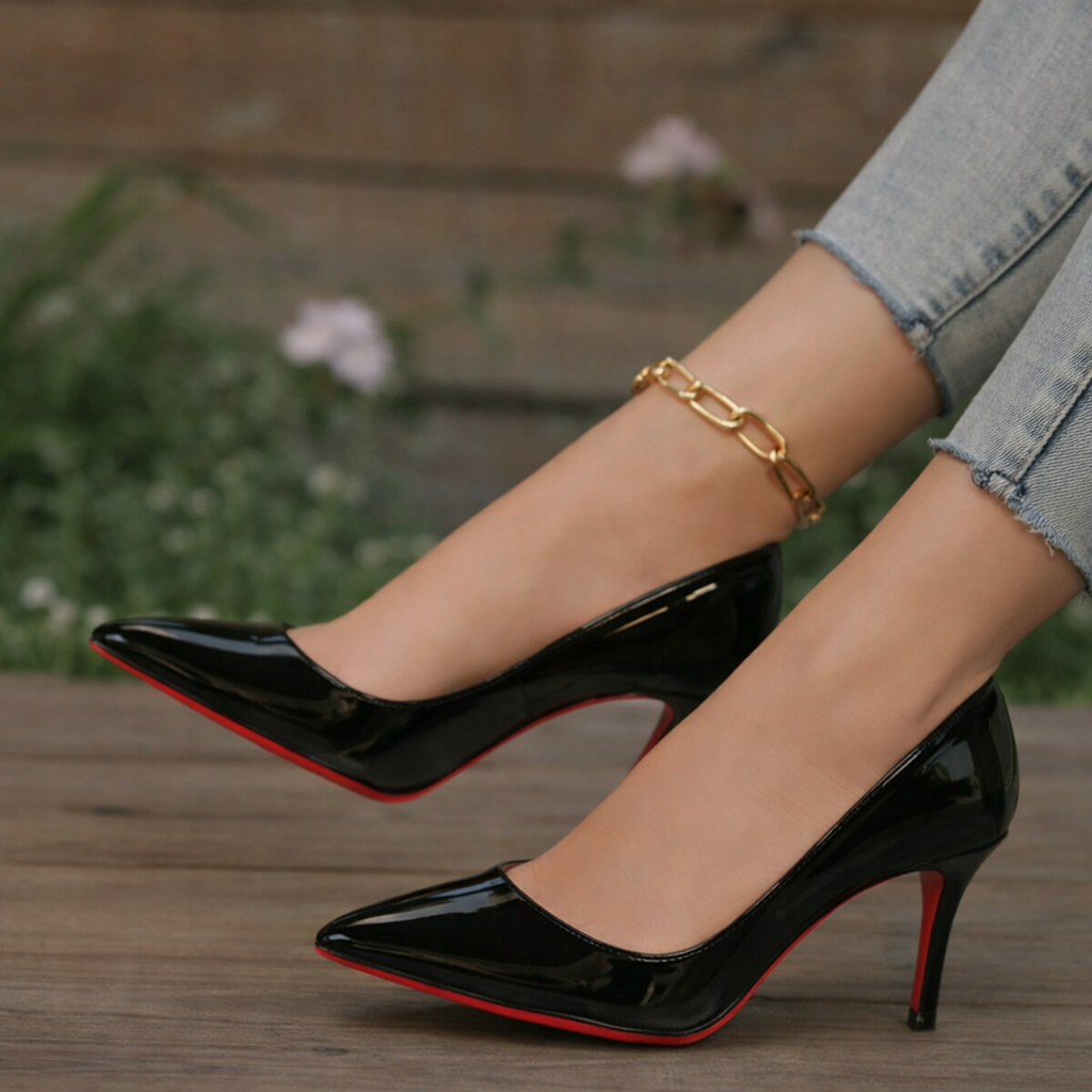 Black Heels For Women | Pointed Toe Stiletto Patent Slip On