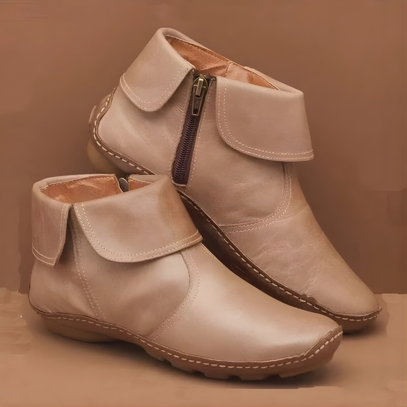 Women's Boots | Ankle Length Foldover Cuff Side Zip Leather