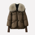 Women's Fur Jacket | Quilted Puffer Detachable Collar Ribbed Cuffs