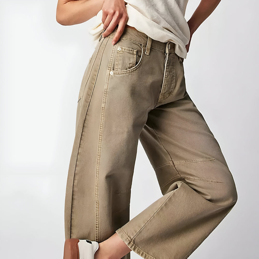 Women's Baggy Jeans | High Waist Wide Leg Tapered Hem Denim