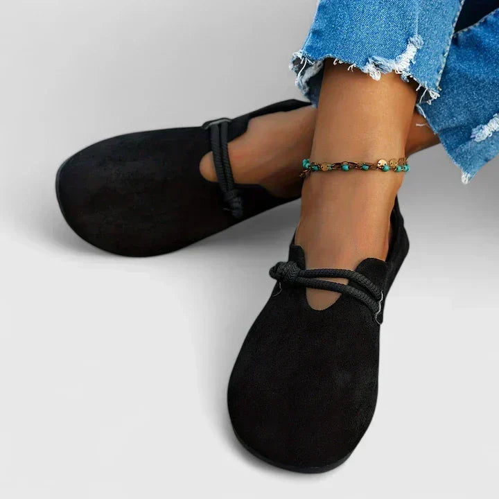 Women's Loafers | Round Toe Slip-On Suede Elastic Strap