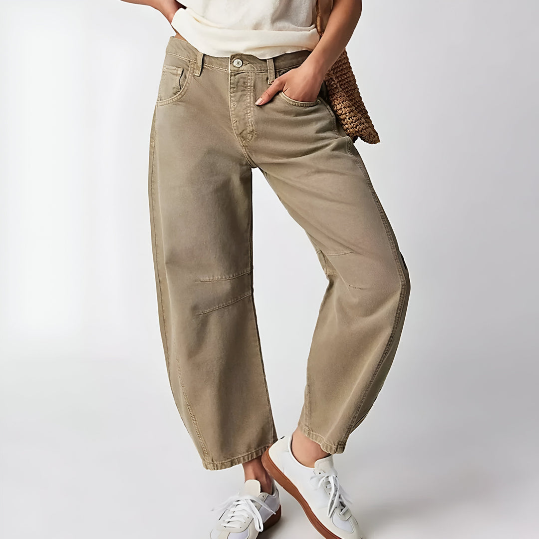Women's Baggy Jeans | High Waist Wide Leg Tapered Hem Denim