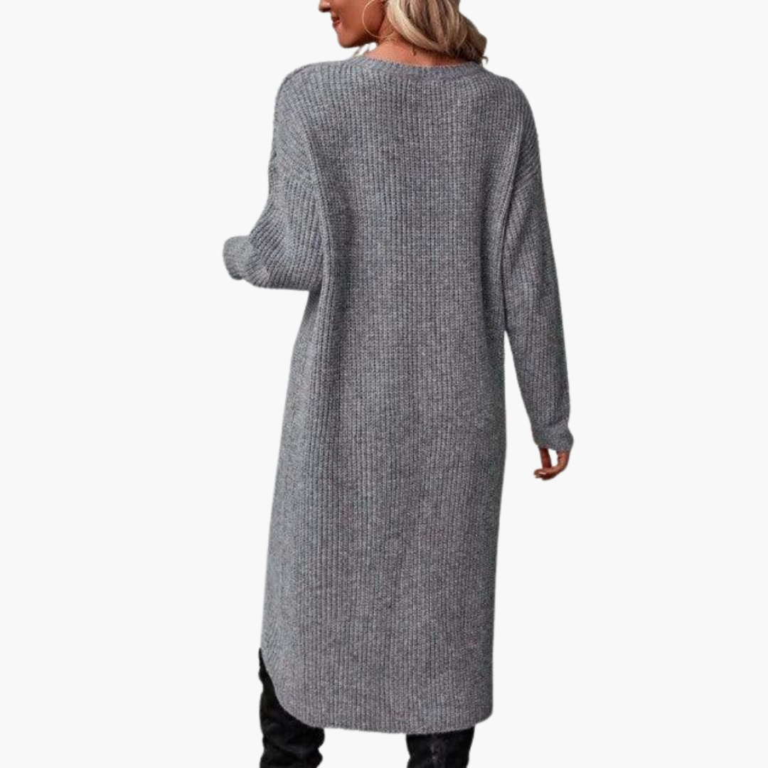 Asymmetrical Hem Sweater Dress - Women&