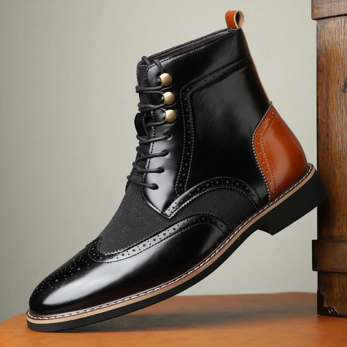 Men's Boots | Wingtip Brogue Lace-Up Leather