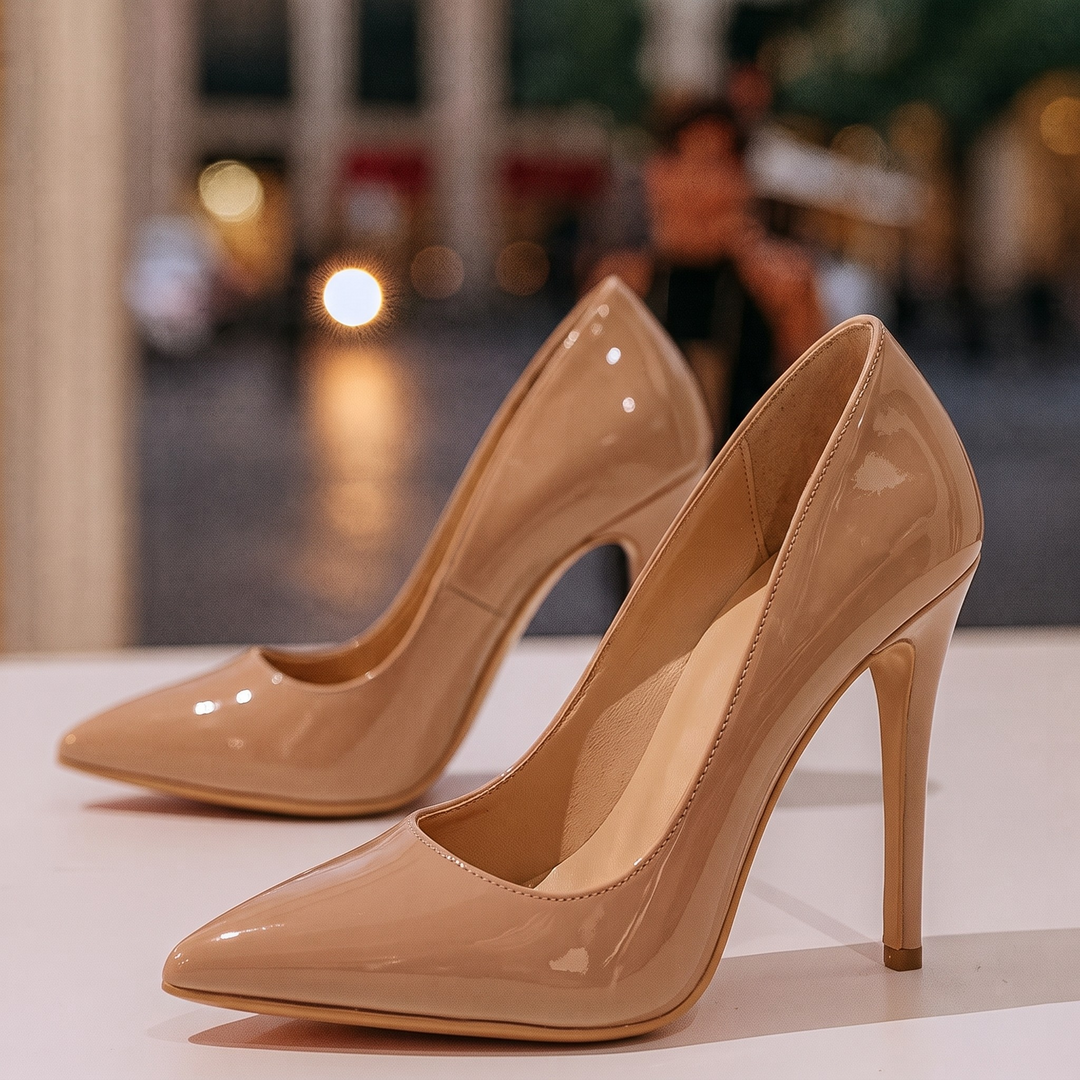 Black Heels For Women | Pointed Toe Stiletto Patent Slip On