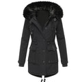 Women's Fur Coat | Hooded Parka Faux Fur Trim Button Front