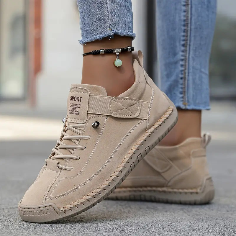 Women's Sneakers | Lace Up Hook Loop Strap Round Toe Suede