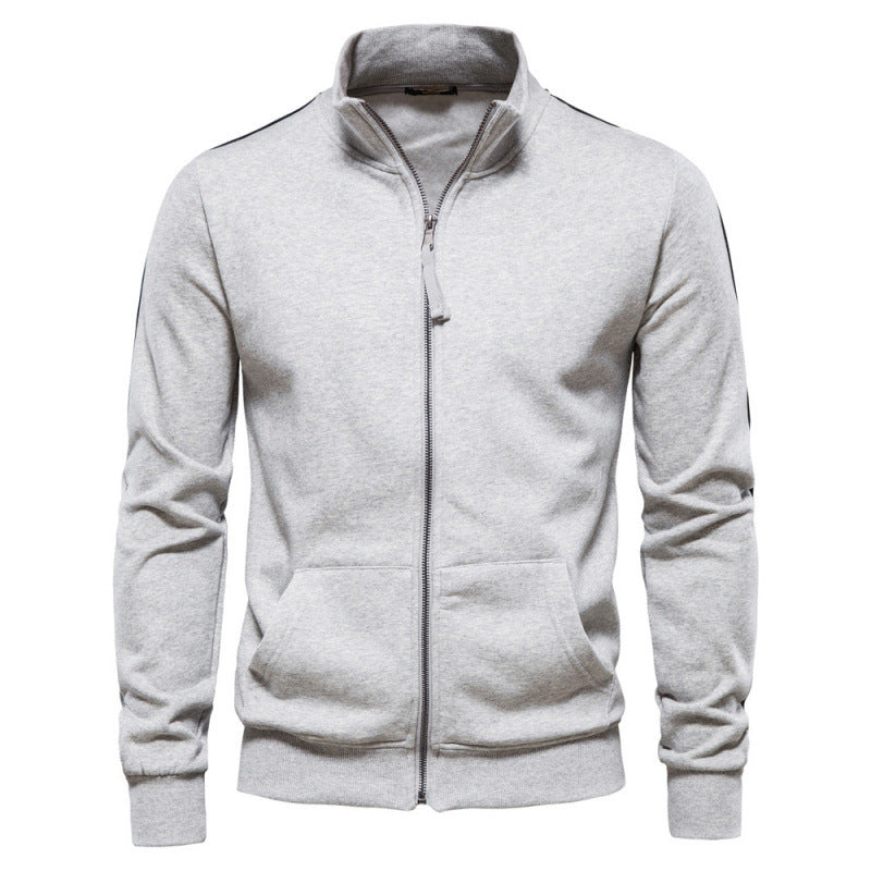 Men's Polo Hoodie | Mock Neck Full Zip Knit Long Sleeve