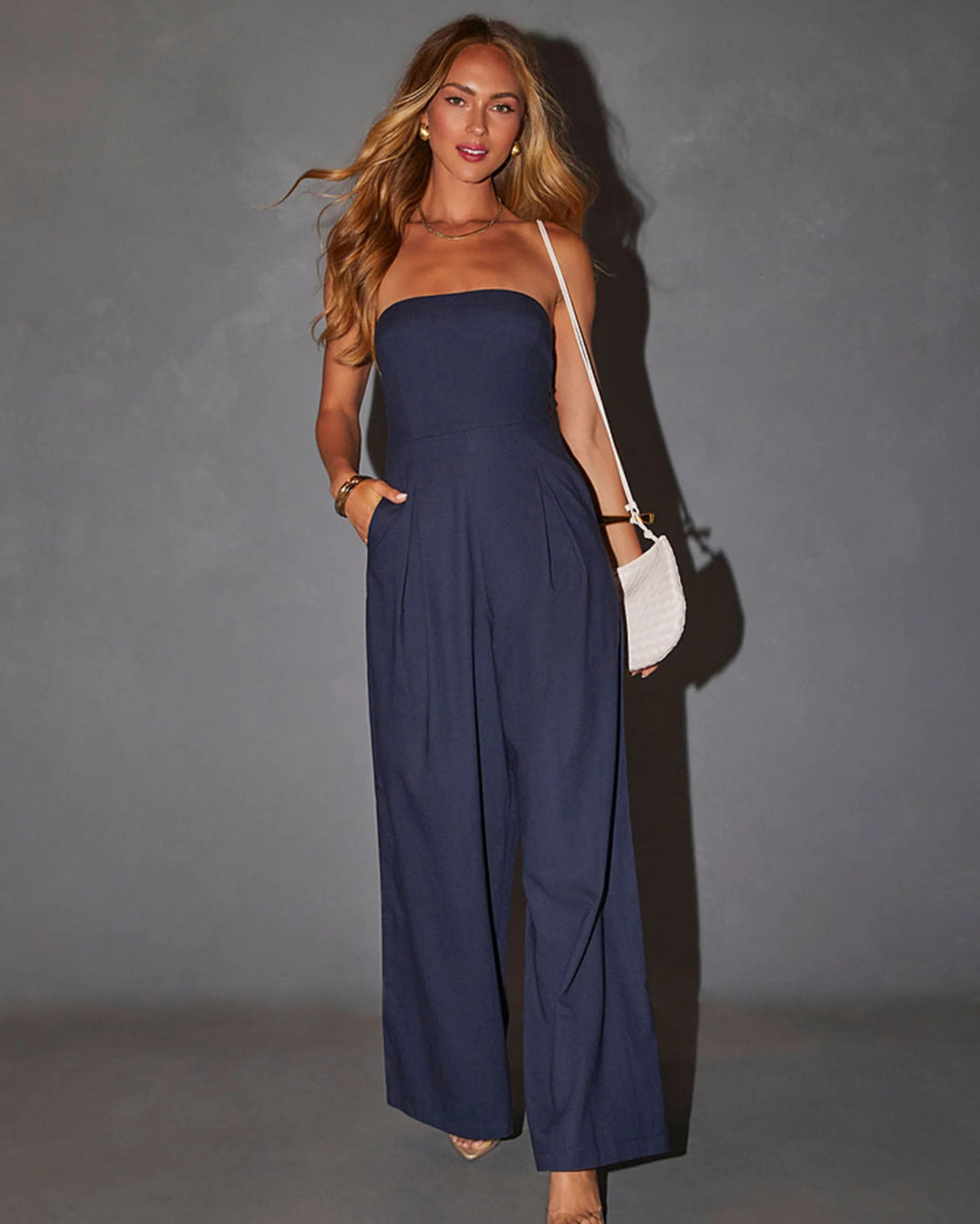 Women's Bodysuit | Strapless Wide Leg Pocket Woven