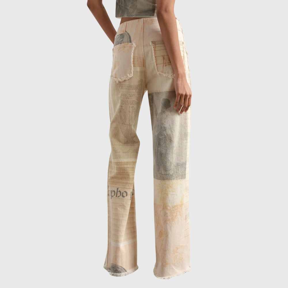 Women's Baggy Jeans | High Waist Wide Leg Raw Hem Denim Print
