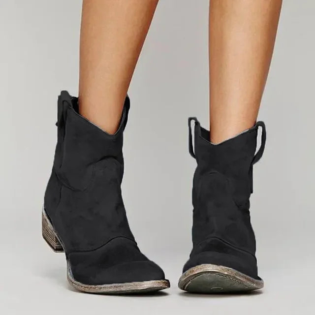 Women's Cowboy Boots | Ankle Height Suede Western Stitching