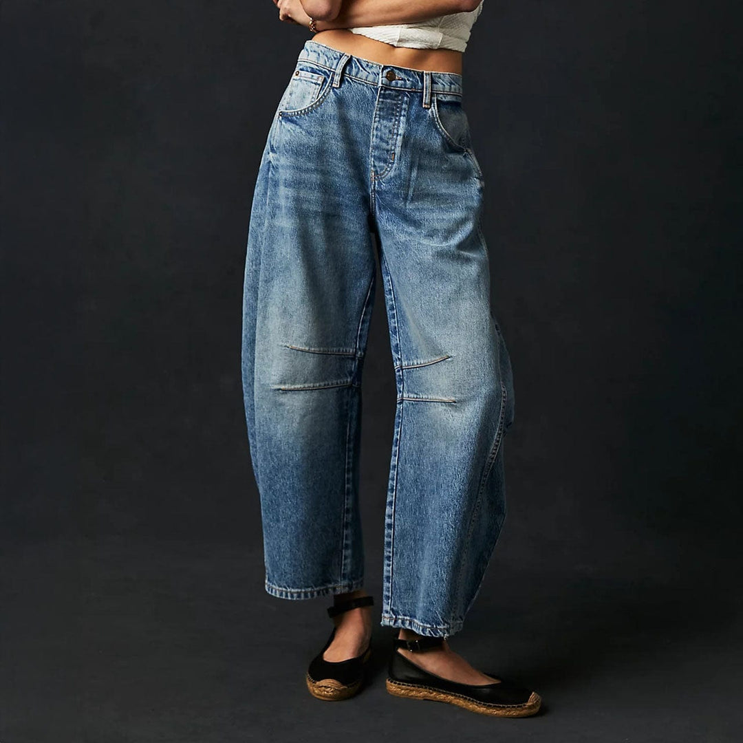 Women's Black Jeans | Wide Leg Curved Seam High Rise Denim