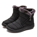 Women's Snow Boots | Quilted Faux Fur Collar Zip Closure Textured Sole