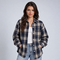 Women's Flannel Shirt | Plaid Button-Up Collared Long Sleeve