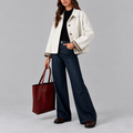 Women's Trench Jacket | Cropped Structured Plaid Lined