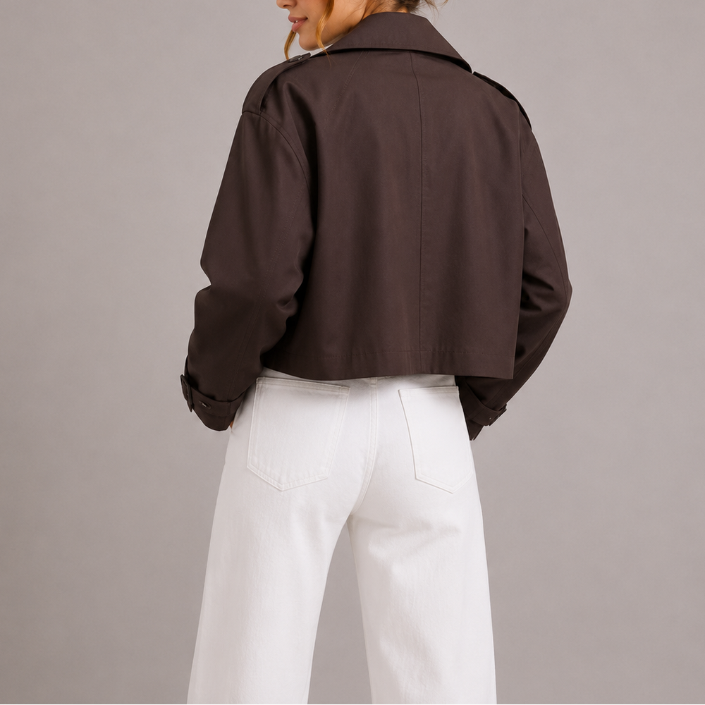 Women's Trench Jacket | Double Breasted Cropped Collared