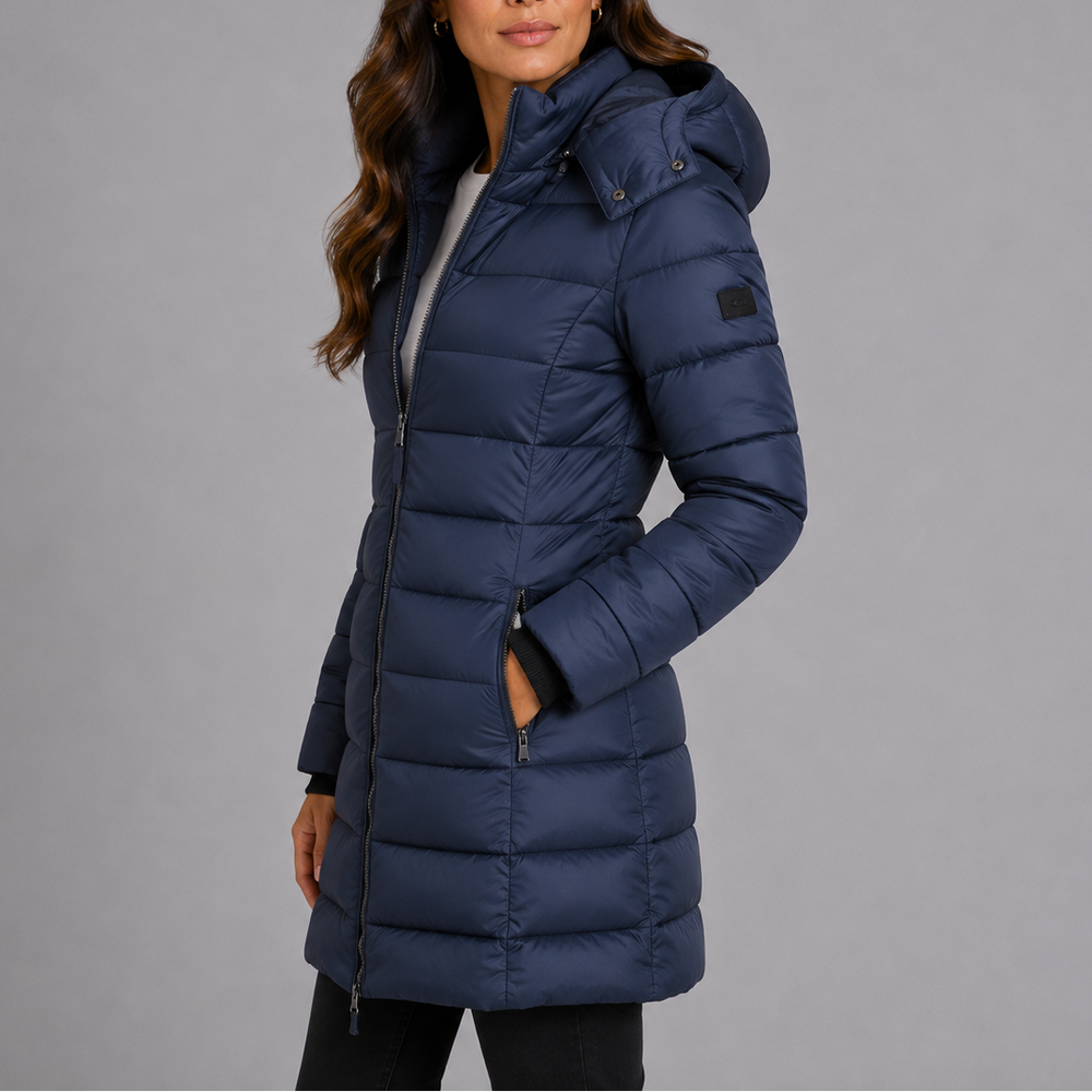 Women's Winter Coat | Hooded Quilted Puffer Long