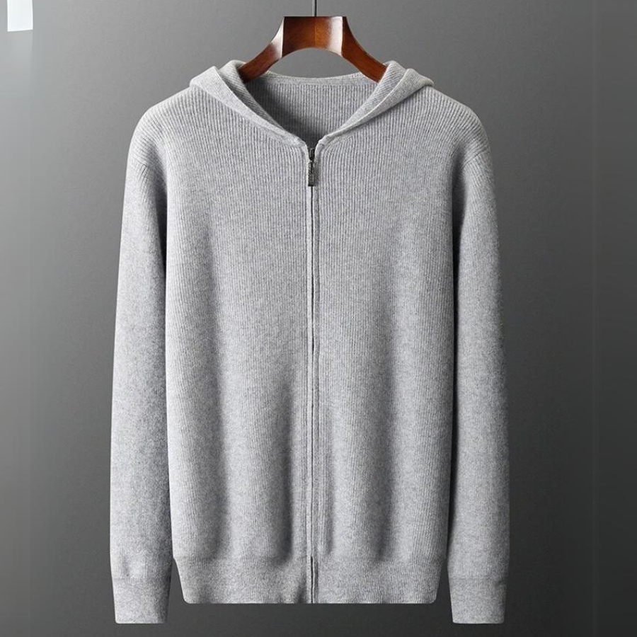 Men's Hoodie | Knit Hood Zip Closure Long Sleeve