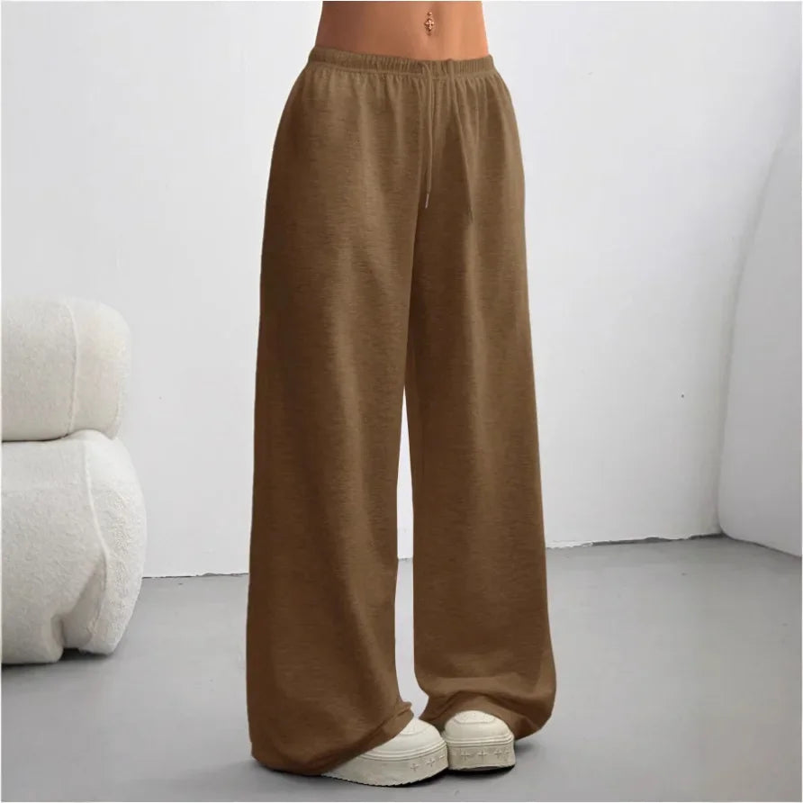 Women's Joggers | Wide Leg Elastic Waist Drawstring Knit