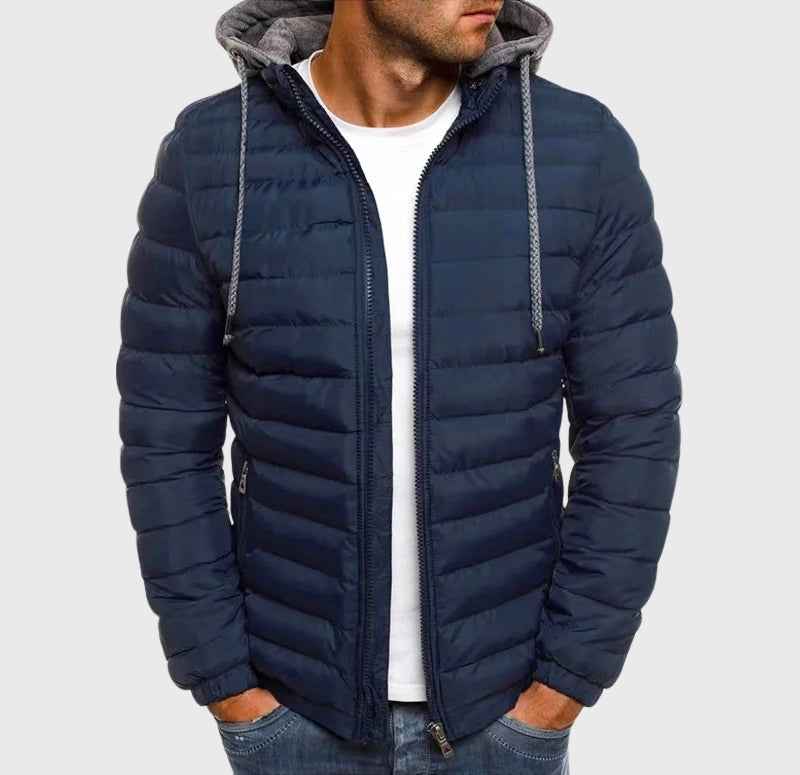 Men's Puffer Jacket | Hooded Quilted Full-Zip Long-Sleeve