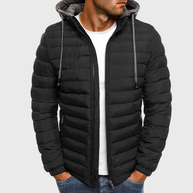 Men's Puffer Jacket | Hooded Quilted Full-Zip Long-Sleeve