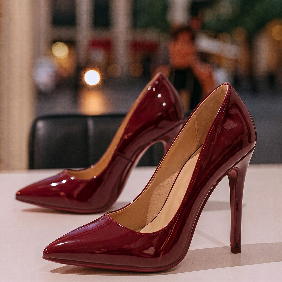 Black Heels For Women | Pointed Toe Stiletto Patent Slip On