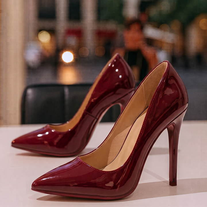 Black Heels For Women | Pointed Toe Stiletto Patent Slip On