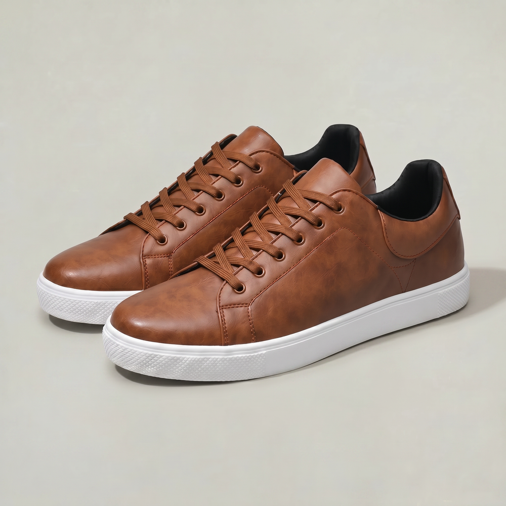 Leather Shoe For Men | Lace Up Low Top Rubber Sole