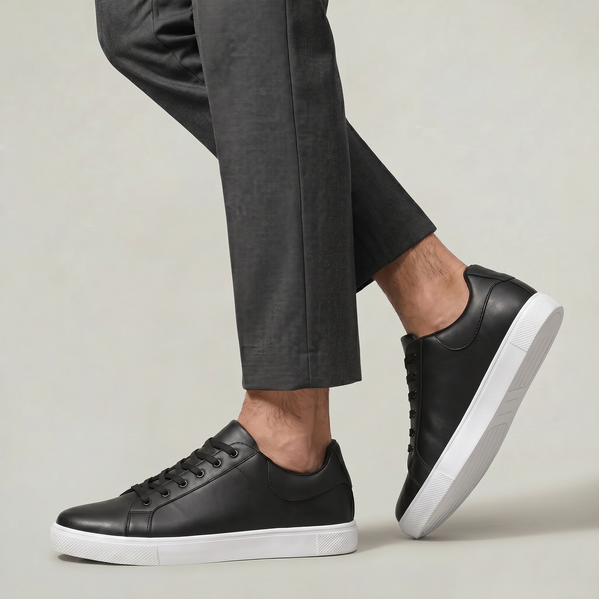 Leather Shoe For Men | Lace Up Low Top Rubber Sole