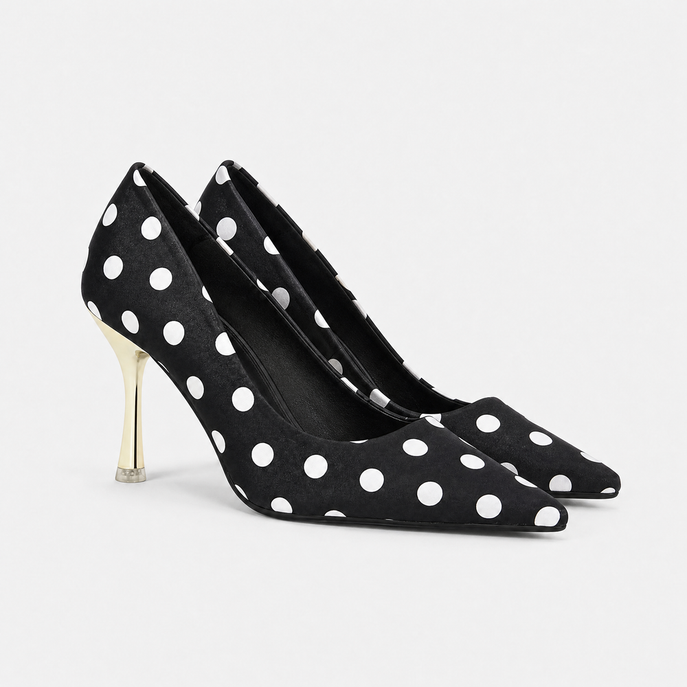Women's Comfy Shoe | Pointed Toe Stiletto Polka Dot Print