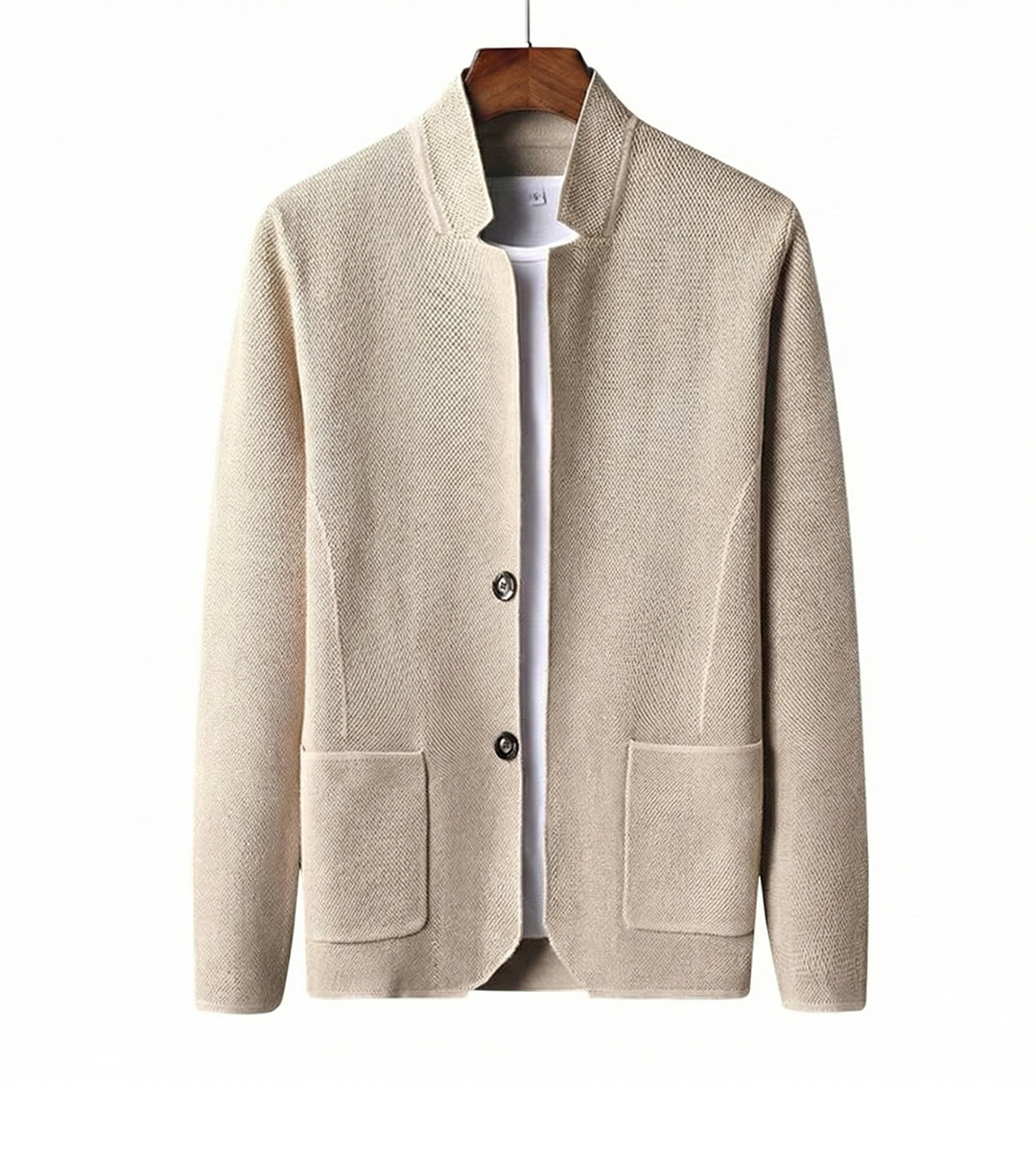 Men's Cardigan | Knit Notched Collar Button Closure Long Sleeve