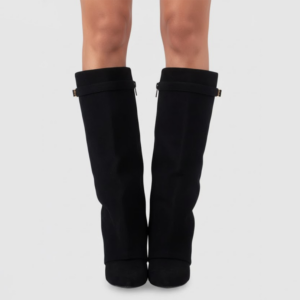Lila | Women’s Black Leather Over-the-Knee Boots With Buckle 1