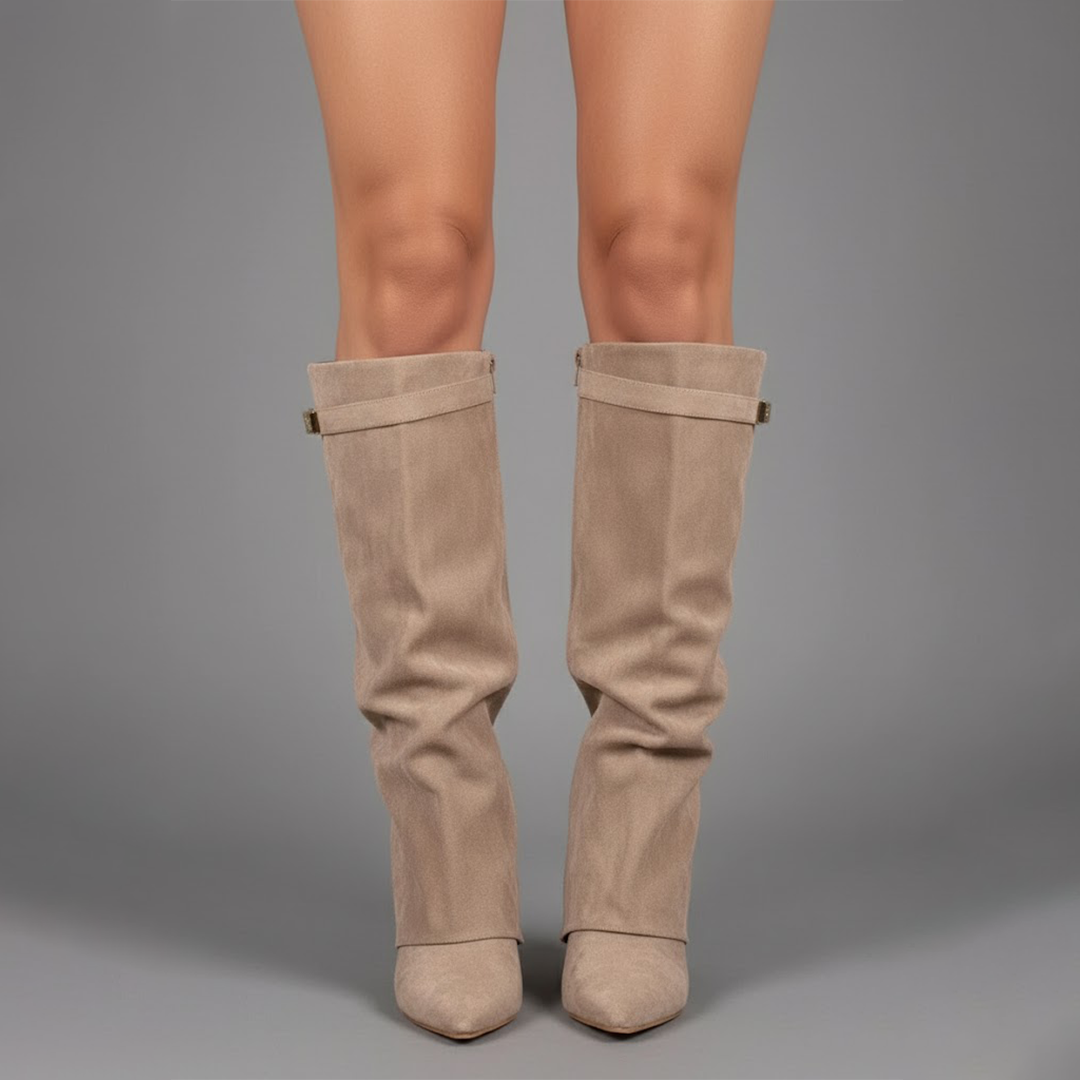 Lila | Women’s Black Leather Over-the-Knee Boots With Buckle 3